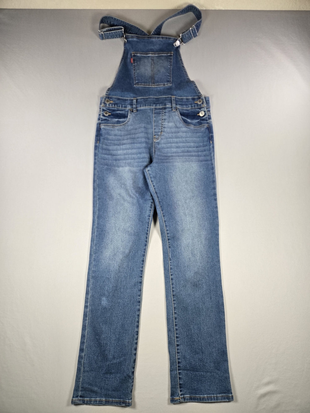 Levi's Kids Girls Girlfriend Denim Overalls Medium Wash Size 16 Regular